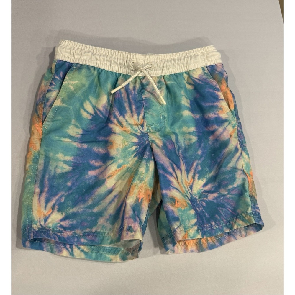 Boys Cat & Jack Tie Dye Lined Swim Trunks Size Medium (8)